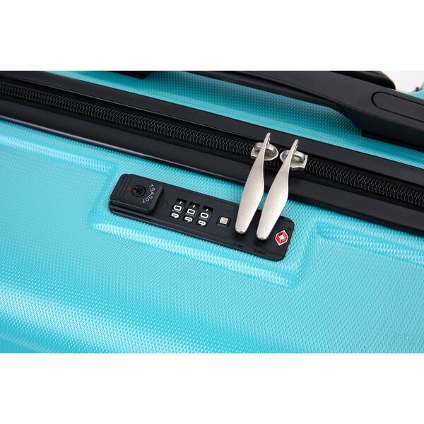 3 Piece Durable Luggage Sets Aqua Blue Expandable PC+ABS Suitcase